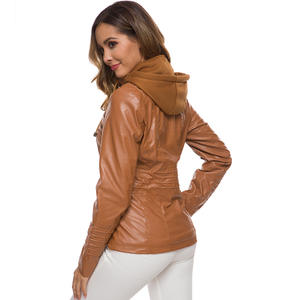 <span class=keywords><strong>Veste</strong></span> à capuche en <span class=keywords><strong>cuir</strong></span> PU <span class=keywords><strong>noir</strong></span> pour femmes, poche avant, fermeture éclair, coupe ajustée, vestes à capuche en faux <span class=keywords><strong>cuir</strong></span> pour femmes 7XL - Product Image 3