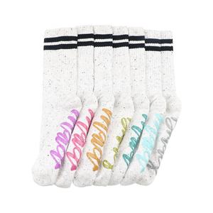 Factory Direct Selling Women's Autumn Cotton Long Tube with Long Rubber Band Letter Non-slip <strong>Bridesmaid</strong> Yoga <strong>Socks</strong> - Product Image 2