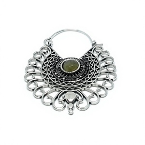 2021 Wholesale Cheap Price Bulk Brass <b>Earring</b> <b>Hoop</b> Natural Gemstone Labradorite <b>Silver</b> Plated <b>Hoop</b> <b>Earrings</b> - Product Image 2