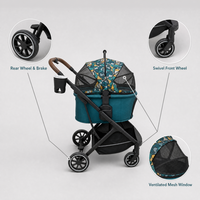 Poussette pliable pour animaux USMILEPET avec panier amovible, pliage en un clic, poussette 2 en 1 avec panier de rangement grand format