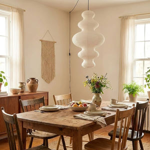 Branchez la suspension Wabi Sabi japonais nordique chambre mûrier papier bambou métal facile à installer Akari Juni pendentif <span class=keywords><strong>Swag</strong></span> lampe - Product Image 5