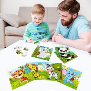 En gros 9 PCS Préscolaire Intelligence Dessin Animé Carton Peinture Personnalisé 3D En Bois Puzzle Animal Jouet Éducatif - Product Image 4