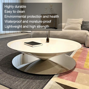 <span class=keywords><strong>Table</strong></span> <span class=keywords><strong>basse</strong></span> en forme de soucoupe volante suspendue en fibre de verre personnalisée, style français, <span class=keywords><strong>table</strong></span> ronde minimaliste pour salon - Product Image 4