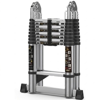 Échelles télescopiques multifonctionnelles en acier inoxydable de 2,1 m, certifiées EN131, pliables et portables pour usage domestique et extérieur