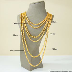 Dubai Fashion Gold <b>Necklace</b> <b>Chains</b> 21k Gold Plated 60/80/100cm Unisex Vintage Jewelry Nigeria Wedding Jewelry - Product Image 6