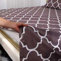 Parure de Draps Plats et Taies d'Oreiller 3 Pièces 100 % Polyester, Imprimé Floral en Microfibre pour Hôtellerie et Maison