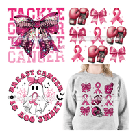 Coquette Football Bow Pink Out Tackle Ruban De Sensibilisation Au Cancer Du Sein Fer Sur Autocollants De Transfert DTF Prêt À Presser Pour Les Vêtements