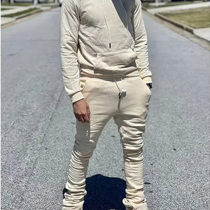 カスタムメンズビンテージジョギングストリートウェアトラックスーツスウェットスーツプルオーバーパーカーフレアジョガーカーゴスウェットパンツトラックスーツ男性用 - Product Image 3