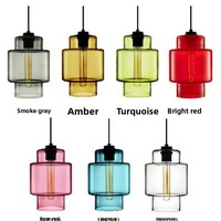 Lustre suspendu créatif en verre teinté, style rétro, LED, avec commande par bouton, pour restaurant, bar, hôtel, éclairage commercial