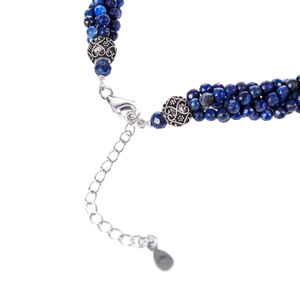Collier torsadé à trois rangs avec pierres précieuses et lapis-lazuli, collier superposé tendance - Product Image 4
