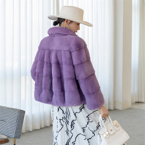 Vestes d'Hiver pour Femmes en Gros <span class=keywords><strong>Manteau</strong></span> de <span class=keywords><strong>Fourrure</strong></span> de <span class=keywords><strong>Vison</strong></span> Véritable au Design Court pour Dames - Product Image 5