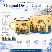 Mug à café en céramique souvenir touristique de la ville du Portugal avec bordure OEM ODM personnalisé en gros