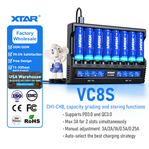 Caricabatterie XTAR VC8S Personalizzato a 8 Slot per Batterie Ni-MH 1.2V AA AAA e Li-Ion 3.6/3.7V 14500 21700 26650 18650 con Test di Capacità Reale - Product Image 1
