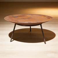 Brasero rond en acier Corten robuste avec pieds trépieds pour patio extérieur, jardin et camping