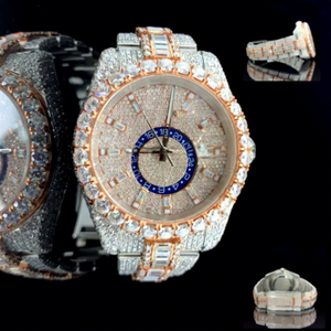 Montre Hip Hop de Luxe pour Homme en Acier Inoxydable et Moissanite avec Cadran Rond et Résistance à l'Eau de 10 Bars pour Bijoux de Mode Masculine - Product Image 1