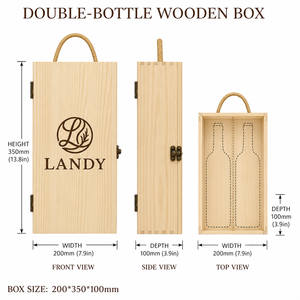 Boîte à vin <span class=keywords><strong>en</strong></span> bois de pin naturel de qualité supérieure pour 2 bouteilles, coffret cadeau avec poignée, emballage double pour vignerons, vente <span class=keywords><strong>en</strong></span> gros - Product Image 6