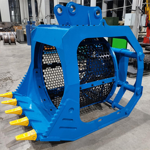 Cucharón de cribado giratorio de alta resistencia con certificación ISO9001 de fabricación profesional <span class=keywords><strong>BONOVO</strong></span> para miniexcavadora, material Q345B, 90-100, rojo - Product Image 4