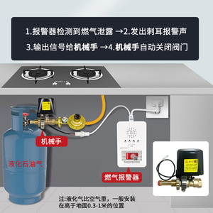 Gas Alarm Detector ZN-841 High Sensitivity Sensor Kitchen Restaurant Gas Leak Shut Off Valve Sound Light Alarm - Product Image 3