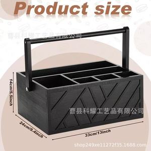 Wooden Cutlery <b>Box</b> With Dividers Large Capacity <b>Storage</b> Organizer For <b>Kitchen</b> Desktop Use - Product Image 4