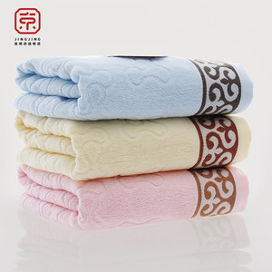Bath Towel 70x140 Cm Fluffy Cotton Rectangle Yellow Pink Blue Machine Washable - Product Image 5