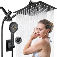 Moderno Conjunto de Ducha para Baño con Agua Fría y Caliente, Sistema de Grifería Mezcladora de Doble Manija de Acero Inoxidable, Chorro Cerámico Suave