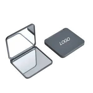 Logo personnalisé en plastique Double face Portable coloré poche pliante maquillage Portable miroir Compact cosmétique de forme carrée