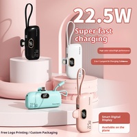 Batería Externa Portátil Ultrafina 2 en 1 de 22.5W/10W con Carga Súper Rápida, Pantalla LED y Diseño de Cápsula de Litio-Polímero