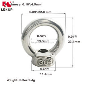 น็อตยกอเนกประสงค์ รูปทรงวงแหวน พร้อมเกลียวสแตนเลส 304 สำหรับยึดจุดยึด - Product Image 2