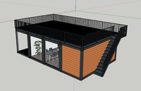 Conteneur plat de style moderne de haute qualité, installation rapide, contenant plat prédécoupé, construction de restaurant avec terrasse, offre spéciale