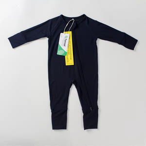 شعار مخصص بيجامة أطفال بسحاب من الخيزران لحديثي الولادة ملابس أطفال ايوسل مشروط قماش طبيعي سادة سادة من الخيزران رومبير نوم - Product Image 4
