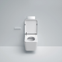 WC automatique carré monobloc moderne avec siphon en P, toilette intelligente en céramique murale avec bidet et fonction vocale IA