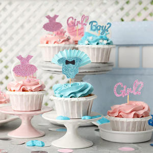 Décoration de gâteau en papier pailleté pour garçon ou fille, idéale pour <span class=keywords><strong>baptême</strong></span>, révélation du sexe et fête prénatale - Product Image 5