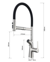 Robinet de cuisine ELOILO moderne et contemporain, flexible à 4 voies, rotatif à 360°, à commande tactile, monocommande, finition brossée, pour montage sur plan de travail