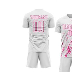Ensemble de maillot de football rose de haute qualité à manches courtes, uniforme de football respirant, vêtements de sport performants pour l'entraînement - Product Image 3