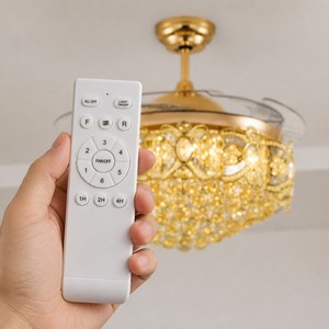 Luxury 48 Inch Crystal <b>Ceiling</b> <b>Fan</b> with LED Light Dimmable 3 Color Temperature Reversible DC Motor <b>Remote</b> - Product Image 1
