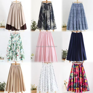 Manufacturer Wholesale Summer Midi Pleated <strong>Skirt</strong> <strong>Plus</strong> <strong>Size</strong> Women's Elastic High Waisted Satin Plain A-line <strong>Skirt</strong> - Product Image 4