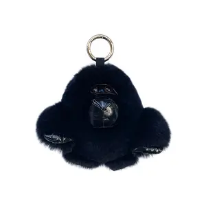 Real Rex Rabbit Fur Gorilla Car Pendant Cute Luxury Plush Doll Schoolbag Pendant Keychain
