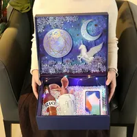 Emballage de cadeau personnalisé en gros boîte de présentation tridimensionnelle bleue de dessin animé paquet de parfum de vin boîte de cadeau d'anniversaire de Valentine