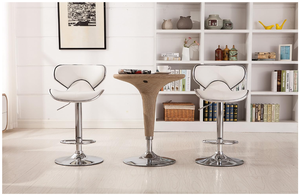 Taburete <span class=keywords><strong>de</strong></span> Bar giratorio ajustable Airlift <span class=keywords><strong>de</strong></span> tapicería <span class=keywords><strong>de</strong></span> <span class=keywords><strong>polipiel</strong></span> acolchada con base cromada, Juego <span class=keywords><strong>de</strong></span> 2, blanco - Product Image 2