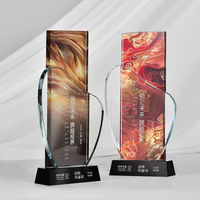 Trophée de cristal personnalisé avec base en bois en forme de nuage