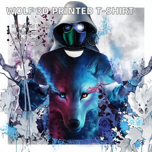 T-shirt Casual Oversize da <span class=keywords><strong>Uomo</strong></span>, Taglia USA, Stampa 3D Sublimata <span class=keywords><strong>Lupo</strong></span> Animale, in Poliestere Lavorato a Maglia, Lunghezza Corta, Abbigliamento Grafico - Product Image 2