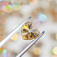 GIGAJEWE 6.5mm 1ct Moissanite taille cœur couleur champagne chaud VVS1, pierre précieuse en vrac, passe le test du diamant, vente en gros