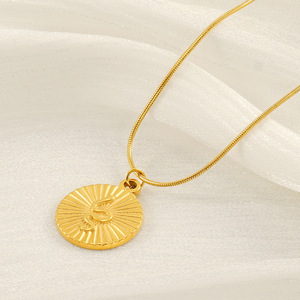 ZOGXIN Gold Plated Pendant Necklace Stainless Steel Snake Chain Fashionable Women's Jewelry Round Sunflower Animal Design - Product Image 4