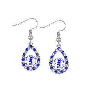 <span class=keywords><strong>Orecchini</strong></span> Ecologici in Metallo con Cristalli Scintillanti Blu Reale e Rosa Bianca per Donne Membro della Confraternita Zeta Phi Beta - Product Image 2