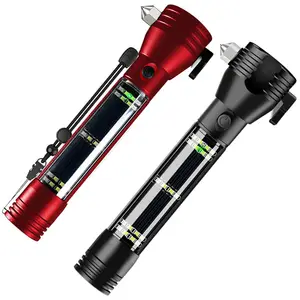 High Power 10In1 Car Emergency Aluminum Rescue Escape Solar Rechargeable 18650 Hand Torch Light 1000m Long Range LED Flashlight