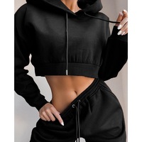 Vente Directe Usine 2024 – Ensemble Sport Femme Deux Pièces S-3XL Personnalisable avec LOGO : Crop Top, Survêtement, Pantalon de Jogging et Sweat à Capuche