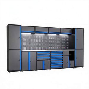 Conjunto de Gabinetes de Garaje en Forma de L Todo en Uno con Cajones para <span class=keywords><strong>Herramientas</strong></span> y Paneles Perforados - Product Image 5