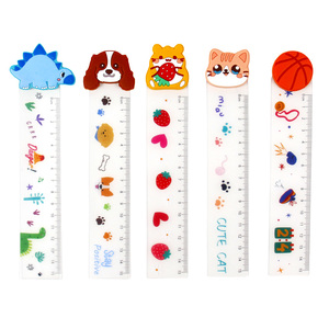 PP Kunststoff 15cm Lineal mit Tier gummi deckel für Kinder, langlebiges transparentes Design, für Schul bedarf und Schreibwaren - Product Image 1