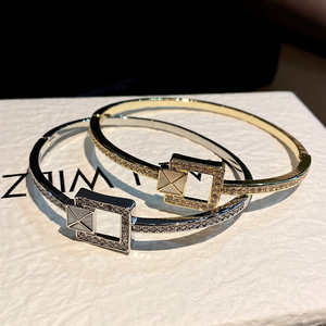 Fashion Cuff <b>Bracelet</b> Gold And Silver Plated <b>Copper</b> Rhinestone Design For Women Jewelry Winter 2024 Yiwu Origin - Product Image 2