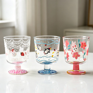 Offre Spéciale – Verres à Boire Peints à la Main, Gobelets en Verre Coloré avec Pied, Coupes à Dessert sur Pied, Verres à Lait et à Crème Glacée pour Restaurants - Product Image 3